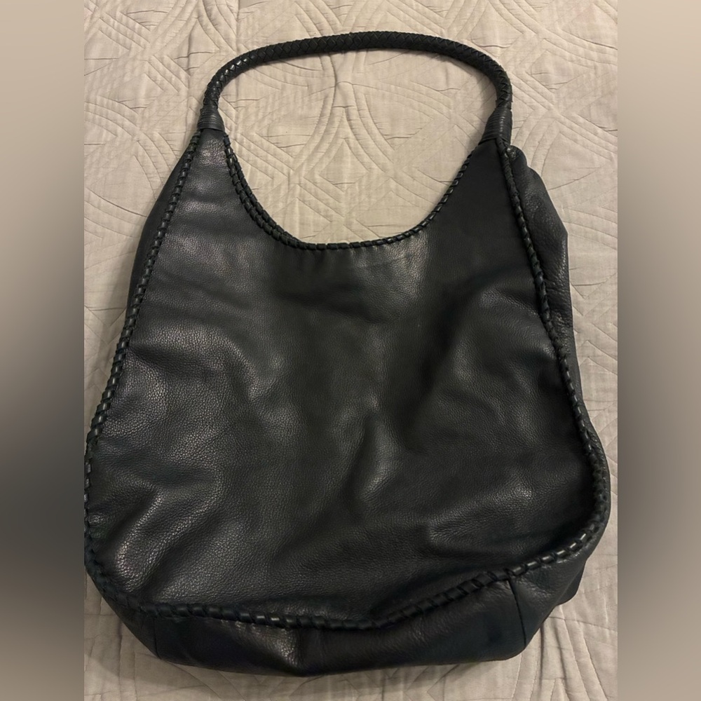 Margot Black Leather Hobo Bag